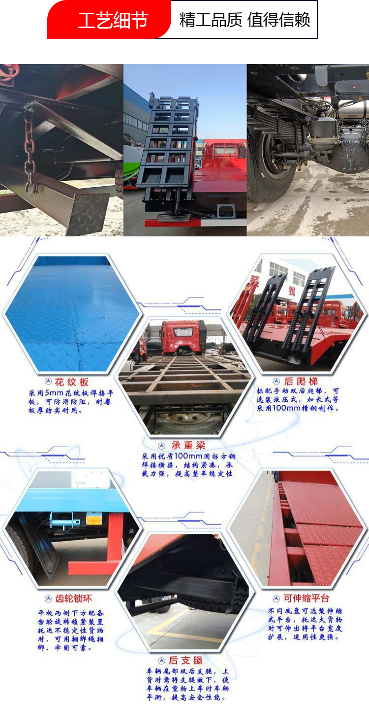 國六東風錦程后八輪平板運輸車